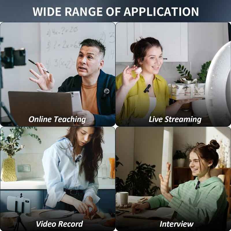 2-Pack Wireless Lavalier Clip-On Microphones