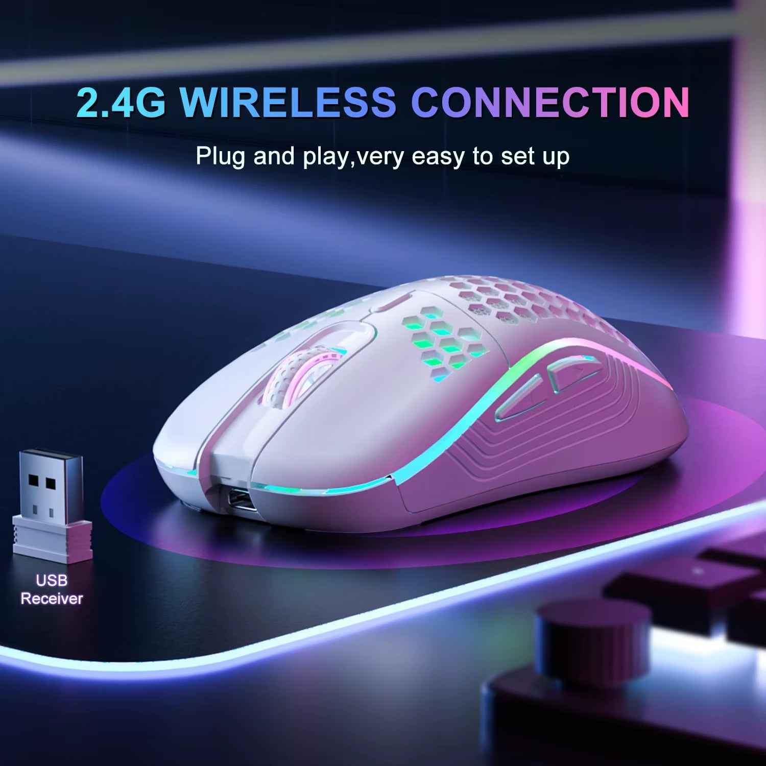 ProGrip™ RGB Gaming Mouse – Wireless. Rechargeable. 3-Speed DPI