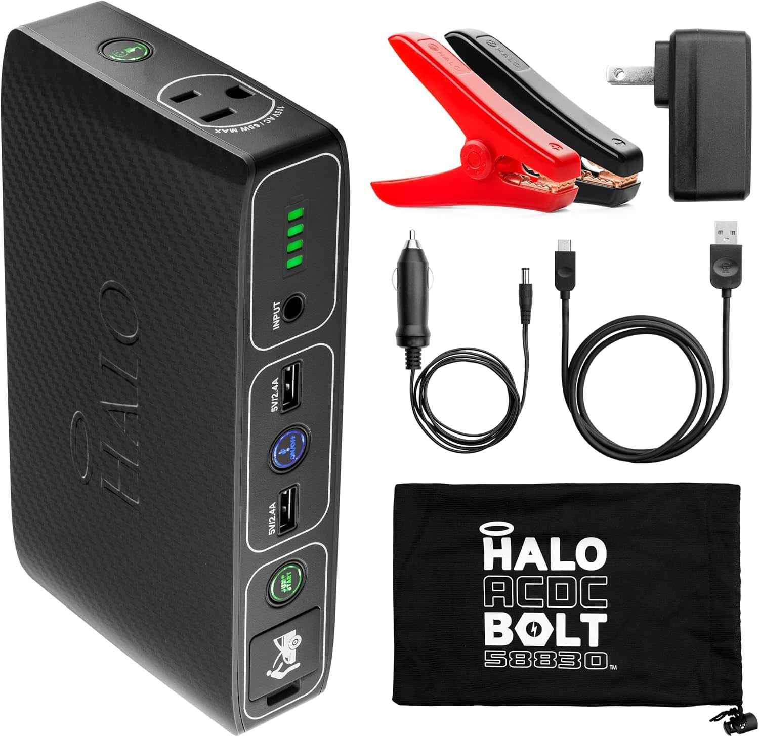 Bolt 58830 Mwh Portable Phone Laptop Charger Car Jump Starter with AC Outlet and Car Charger - Grey