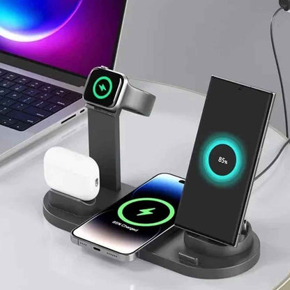 ChargeHub™ Pro 4-in-1 Wireless Dock – One Stand. Total Power. Zero Clutter