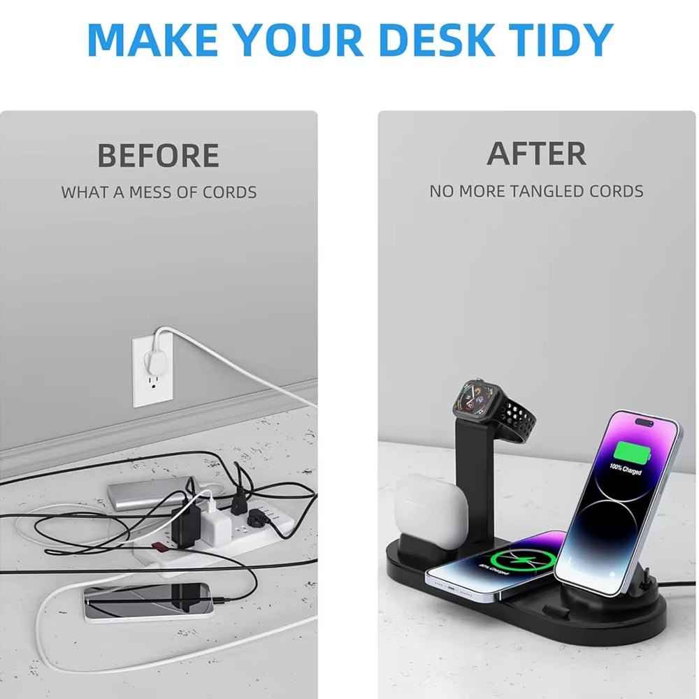 ChargeHub™ Pro 4-in-1 Wireless Dock – One Stand. Total Power. Zero Clutter