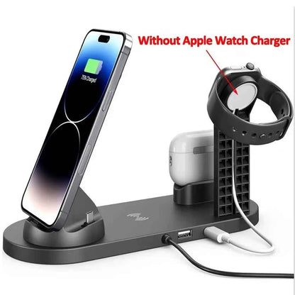 ChargeHub™ Pro 4-in-1 Wireless Dock – One Stand. Total Power. Zero Clutter
