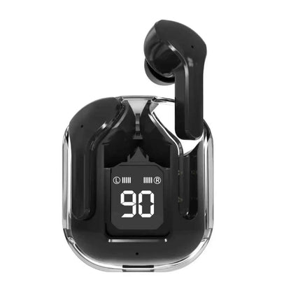 CrystalBeats BT30: Transparent TWS Bluetooth 5.3 Earbuds with Digital Display & Noise Canceling