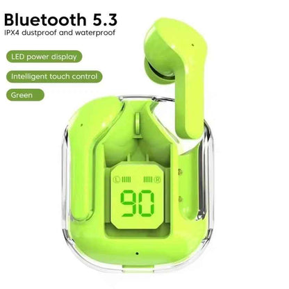CrystalBeats BT30: Transparent TWS Bluetooth 5.3 Earbuds with Digital Display & Noise Canceling