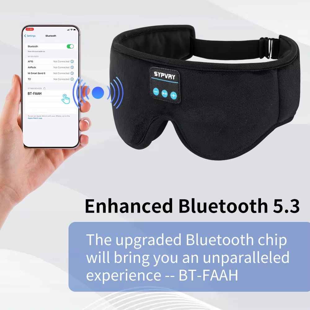 DreamTune 3D: Bluetooth Sleep Mask with Wireless Headset & Adjustable Eye Cover