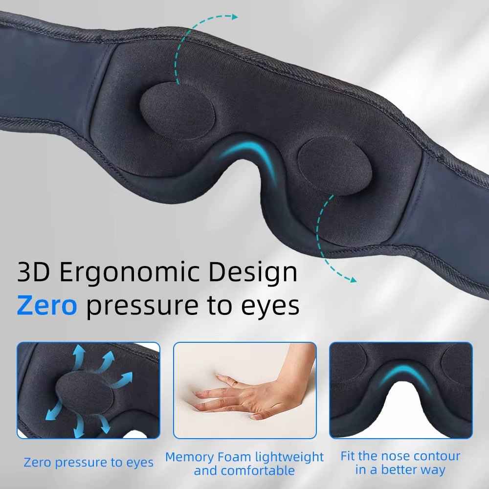 DreamTune 3D: Bluetooth Sleep Mask with Wireless Headset & Adjustable Eye Cover