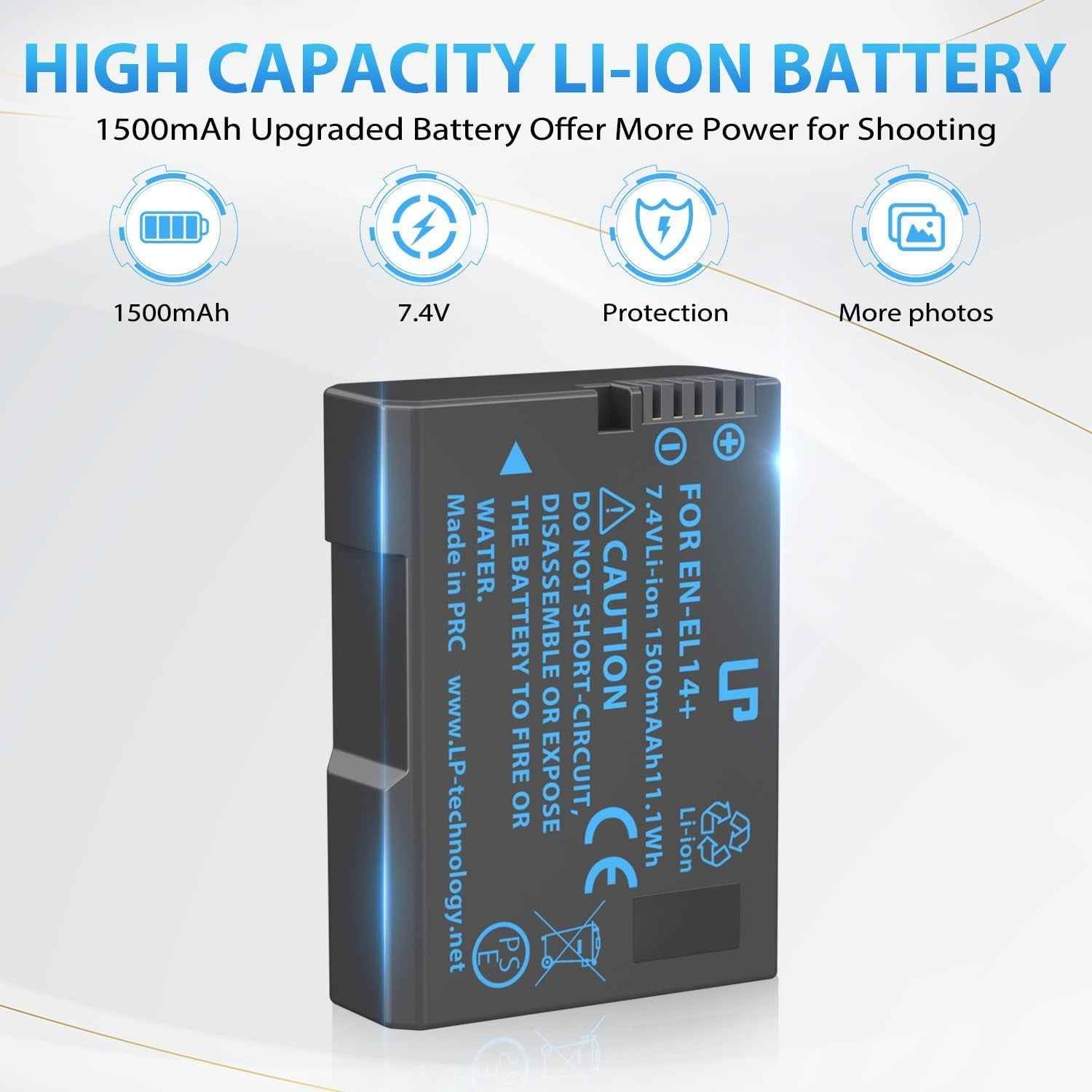 EN-EL14 EN El14A Battery Charger Pack,  Charger Compatible with Nikon D3500, D5600, D3300, D5100, D5500, D3100, D3200, D5200, D5300, D3400, DF, Cooix P7000, P7100, P7700, P7800 Cameras & More