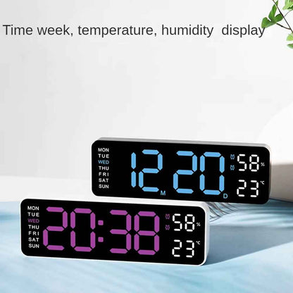Large LED Digital Wall Clock – With Temperature, Humidity & Week Display