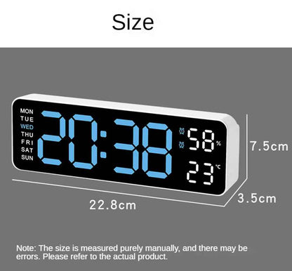 Large LED Digital Wall Clock – With Temperature, Humidity & Week Display