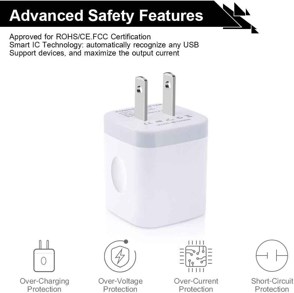 USB Wall Charger, Cube Charger 2 Port Charging Box 4Pack 2.1A/5V Home Travel Charger Plug USB Power Adapter Charging Station Base for Iphone 11 Pro Max XR XS X 8 7 6 6S plus 5S 5, Ipad, Ipod, Samsung