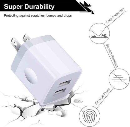 USB Wall Charger, Cube Charger 2 Port Charging Box 4Pack 2.1A/5V Home Travel Charger Plug USB Power Adapter Charging Station Base for Iphone 11 Pro Max XR XS X 8 7 6 6S plus 5S 5, Ipad, Ipod, Samsung