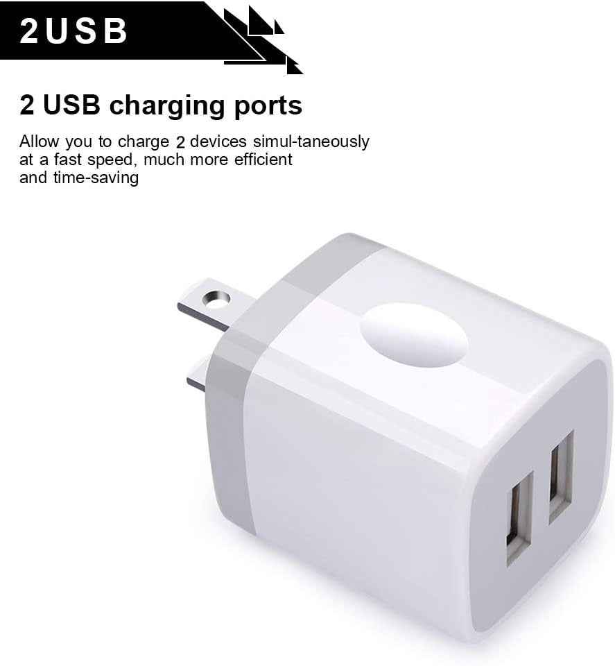 USB Wall Charger, Cube Charger 2 Port Charging Box 4Pack 2.1A/5V Home Travel Charger Plug USB Power Adapter Charging Station Base for Iphone 11 Pro Max XR XS X 8 7 6 6S plus 5S 5, Ipad, Ipod, Samsung