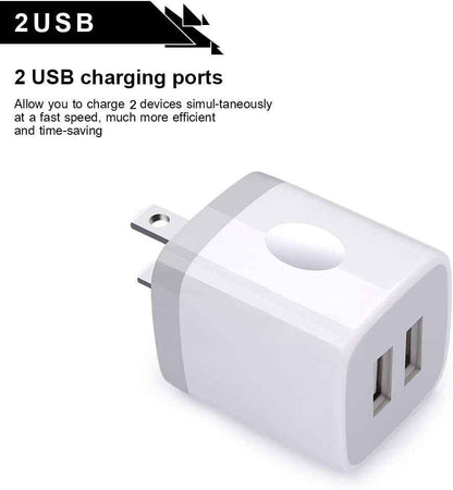 USB Wall Charger, Cube Charger 2 Port Charging Box 4Pack 2.1A/5V Home Travel Charger Plug USB Power Adapter Charging Station Base for Iphone 11 Pro Max XR XS X 8 7 6 6S plus 5S 5, Ipad, Ipod, Samsung